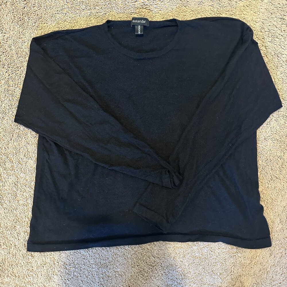 Eskandar for Bergdorf Goodman 100% Cashmere Box Top – Black – OS